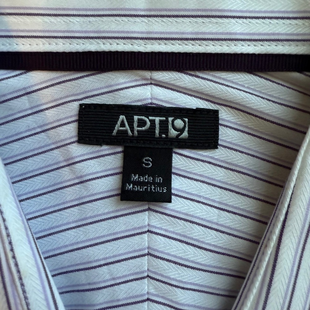 Apt. 9 Modern Fit Striped Button Down Shirt Purple White 100% Cotton Small NEW - Picture 3 of 7